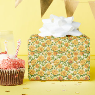 Papel De Regalo Hermoso patrón sin foco de rosas amarillas