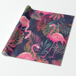 Papel De Regalo Hermoso patrón tropical sin costura con flam rosa