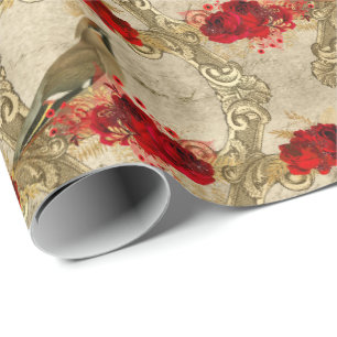 Papel De Regalo Hermoso patrón vintage de aves navideñas