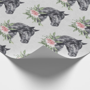 Papel De Regalo Hermoso retrato de cabeza de caballo negro