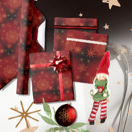 Papel De Regalo Hermoso Rojo, Borgoña floral