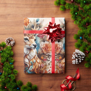 Papel De Regalo Hermoso Stag entre flores