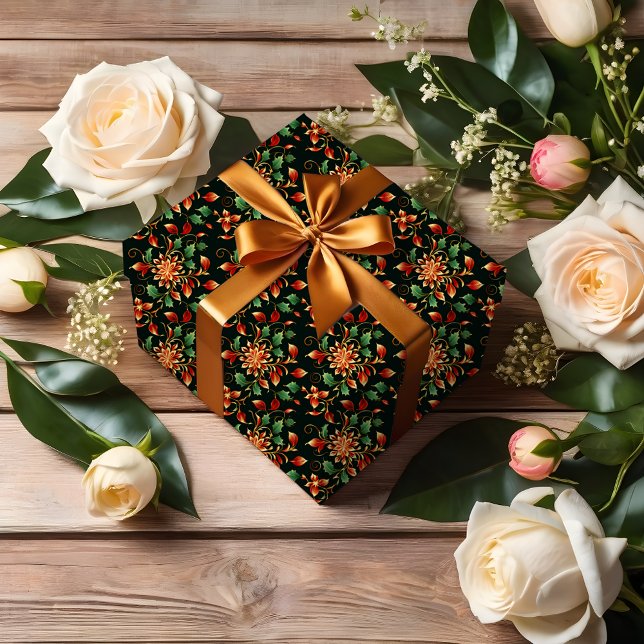 Papel De Regalo Hermoso y elegante Navidad de Damasco floral (Subido por el creador)