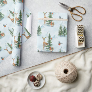 Papel De Regalo Hermosos Animales de Invierno Ciervos Jovenes Ardi