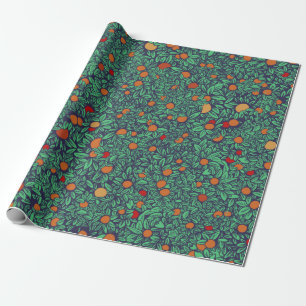 Papel De Regalo Hermosos árboles frutales coronados - sin costuras