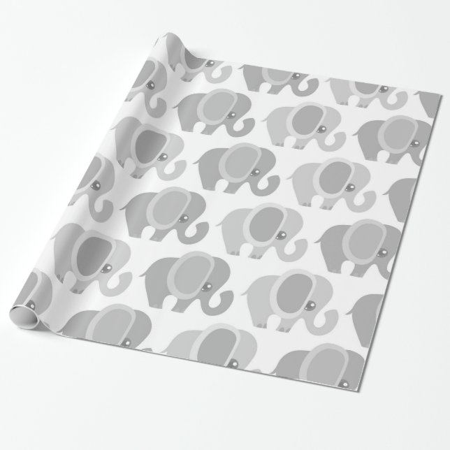 Papel De Regalo Hermosos elefantes bebés (Desenrollado)