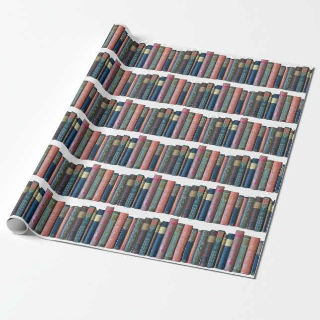 Papel De Regalo Hermosos libros antiguos, espinas de libros (Desenrollado)