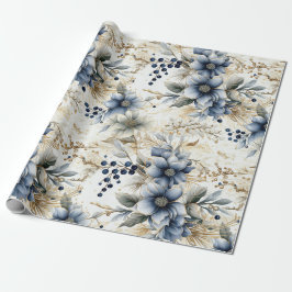 Papel De Regalo Hermosos Navidades azules baubles flores de Navida