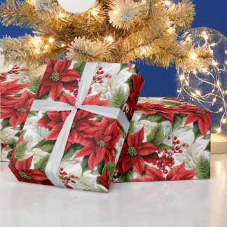 Papel De Regalo Hermosos Navidades de Poinsettia