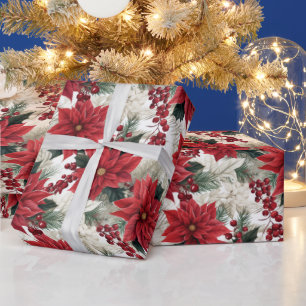Papel De Regalo Hermosos Navidades de Poinsettia