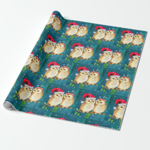 Papel De Regalo Hermosos Navidades de Santa Owls 