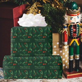 Papel De Regalo Hermosos Navidades Holly Berries Personalizado Ver