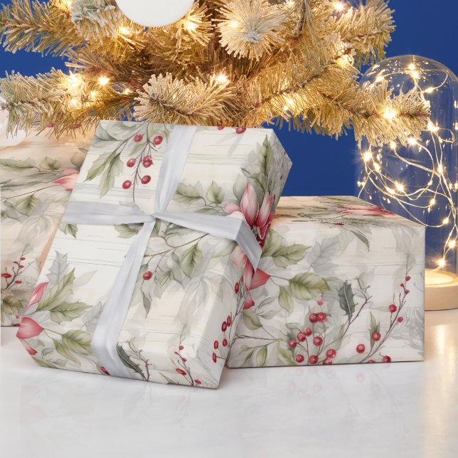 Papel De Regalo Hermosos Navidades Tartán Floral (Vacaciones)