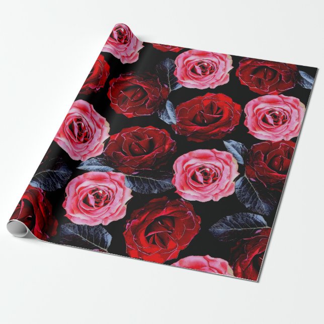 Papel De Regalo Hermosos Rosas en flor (Desenrollado)