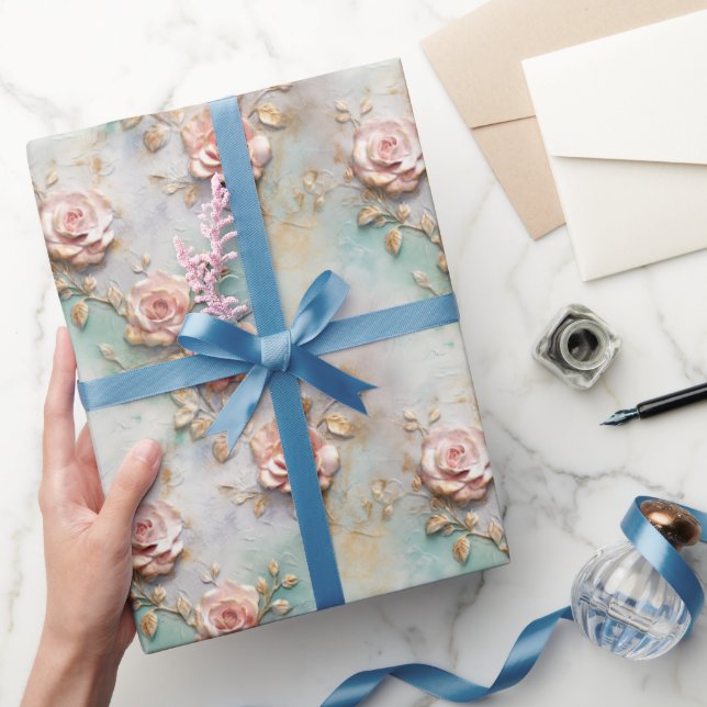 Papel De Regalo Hermosos Rosas románticos rosados de Rubor (Regalar)