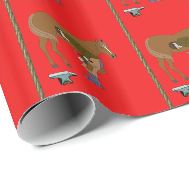 Papel De Regalo Herrador de Horseshoer con el caballo (Esquina del rollo)