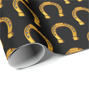 Papel De Regalo Herradura de oro afortunada de la buena suerte