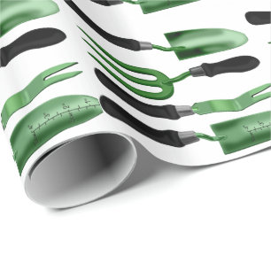 Papel De Regalo Herramientas de jardinería verde