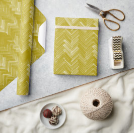 Papel De Regalo Herringbone Chevron Pattern Vintage Gold