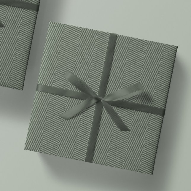 Papel De Regalo Herringbone tweed clásico sage green vacaciones (Subido por el creador)