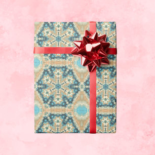 Papel De Regalo Hex Mandala Azul y Naranja