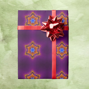 Papel De Regalo Hex Mandala Naranja púrpura y azul