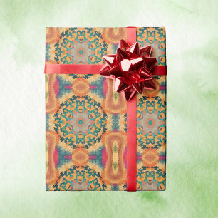 Papel De Regalo Hex Mandala Naranja y azul