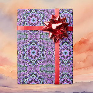Papel De Regalo Hex Mandala Púrpura Rosa y Azul