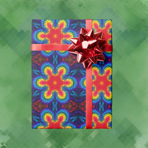 Papel De Regalo Hex Mandala Rojo Amarillo y Azul