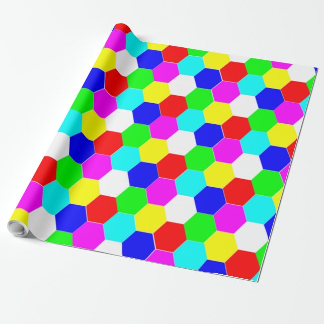 PAPEL DE REGALO HEXAGONES COLORIDOS (Desenrollado)