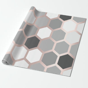 Papel De Regalo Hexágono subió grafito gris de la abeja de la mi