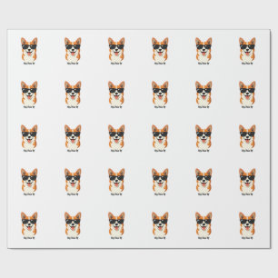 Papel De Regalo Hey Vintage, Patas Arriba Corgi con Gafas Divertid