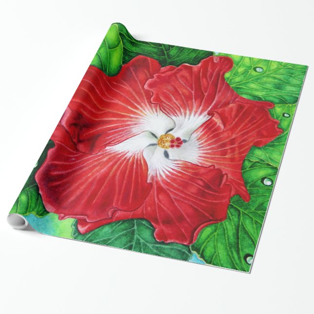 Papel De Regalo Hibisco hawaiano (Desenrollado)
