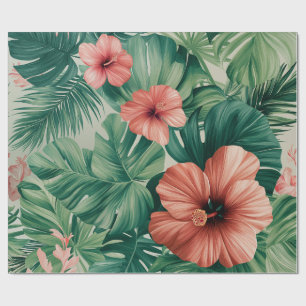 Papel De Regalo Hibisco Tropical & Monstera