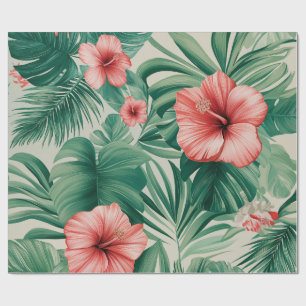 Papel De Regalo Hibisco Tropical & Monstera