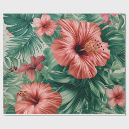 Papel De Regalo Hibisco Tropical & Monstera