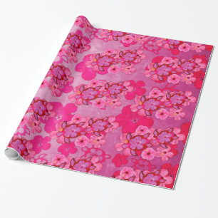 Papel De Regalo Hibisco y tortugas rosados de Honu