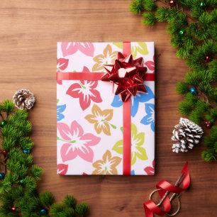 Papel De Regalo Hibiscus Colorido, Patrón De Flores