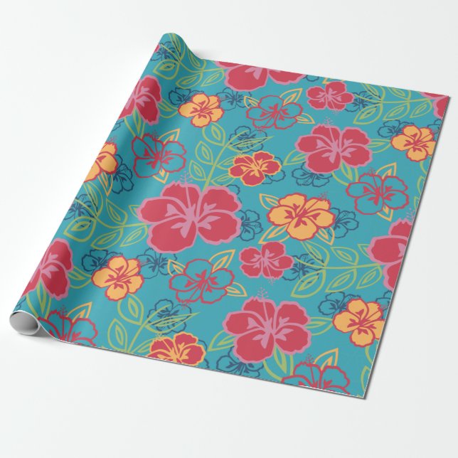 Papel De Regalo Hibiscus hawaiano (Desenrollado)