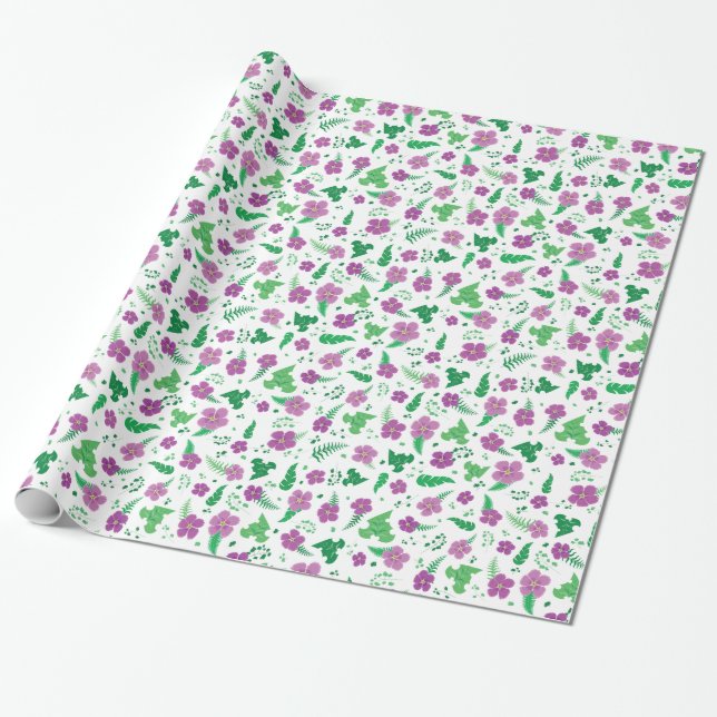 Papel De Regalo Hibiscus púrpura (Desenrollado)