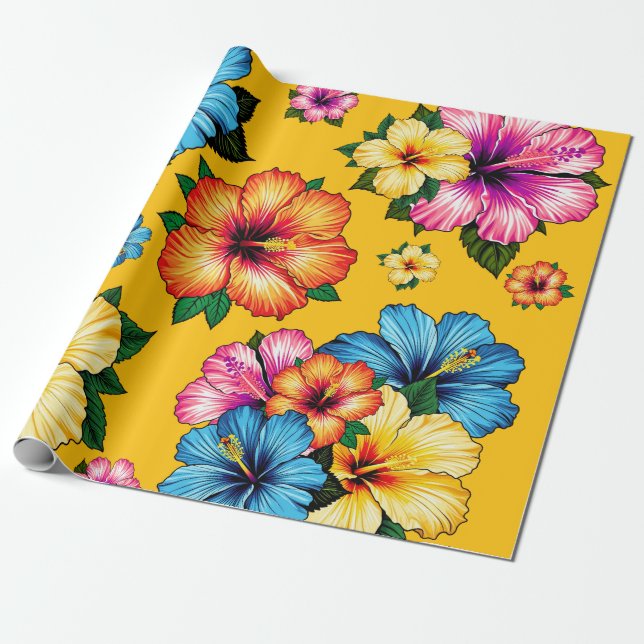 Papel De Regalo Hibiscus tropical (Desenrollado)