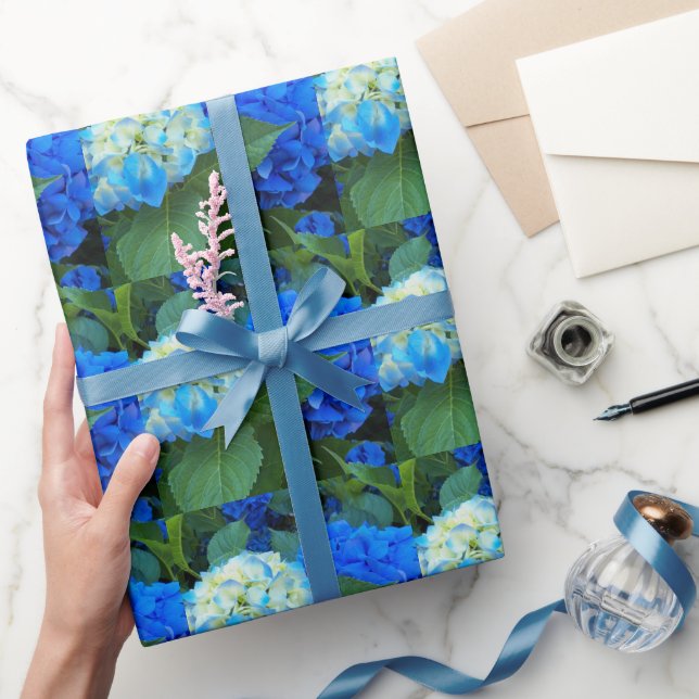 Papel De Regalo Hidrangea azul florece patrón floral (Regalar)