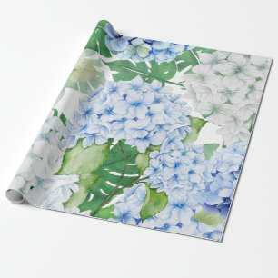 Papel De Regalo Hidrangea azul y blanca
