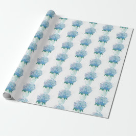 Papel De Regalo Hidrangea azul y púrpura