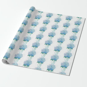 Papel De Regalo Hidrangea azul y púrpura