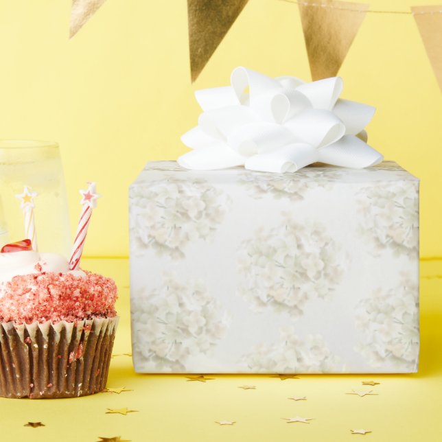 Papel De Regalo Hidrangea Blanca Sobre El Blanco (Fiesta de cumpleaños )