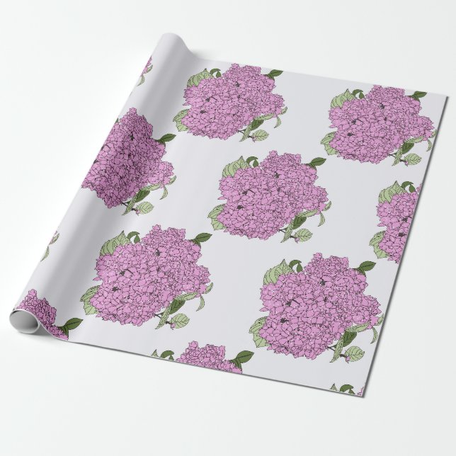 Papel De Regalo Hidrangea rosa (Desenrollado)