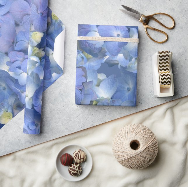 Papel De Regalo Hidrangeas azules en flor (Artesanía)
