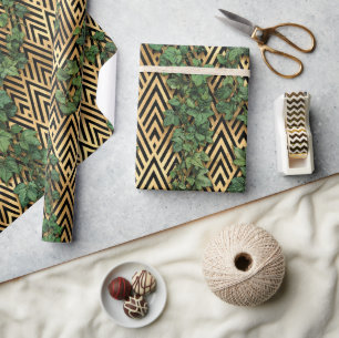 Papel De Regalo Hiedra En Una Enrejado De Oro