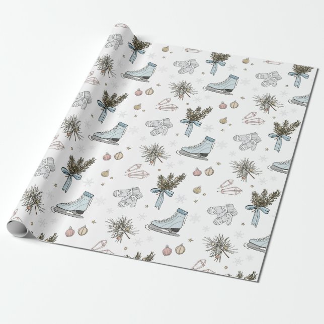 Papel De Regalo Hielo de patinaje para navidades (Desenrollado)